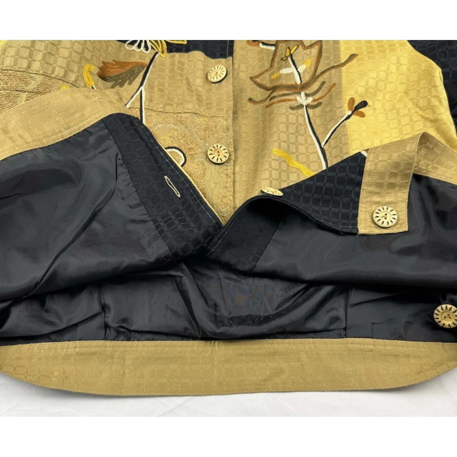 Indigo‎ Moon Color Block Jacket Plus Size 1X Embroidery Fall Florals Shacket Yellow - Image 3