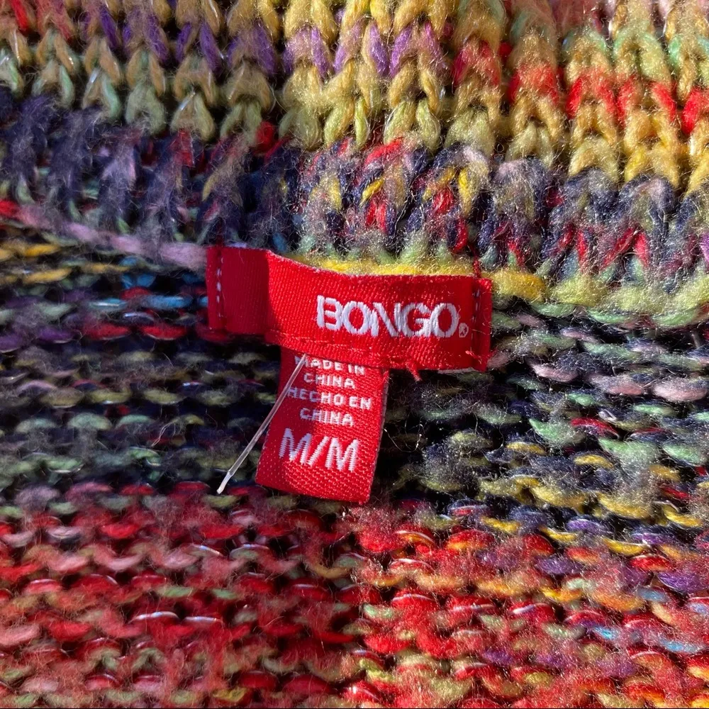 Y2K Bongo rainbow stripe knit cowl neck sweater - Image 3