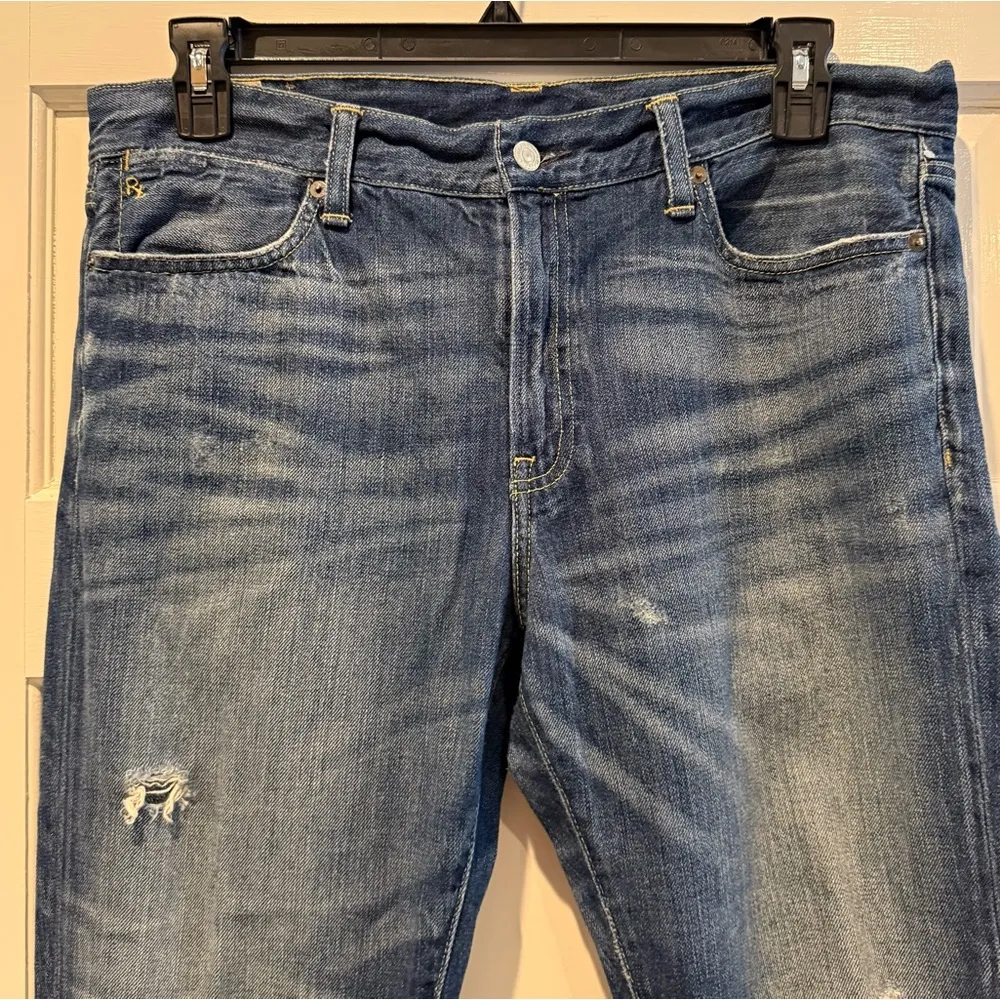 Polo Ralph Vintage Lauren Astor Slim Distressed Boyfriend Blue Jeans Size 14 - Image 2