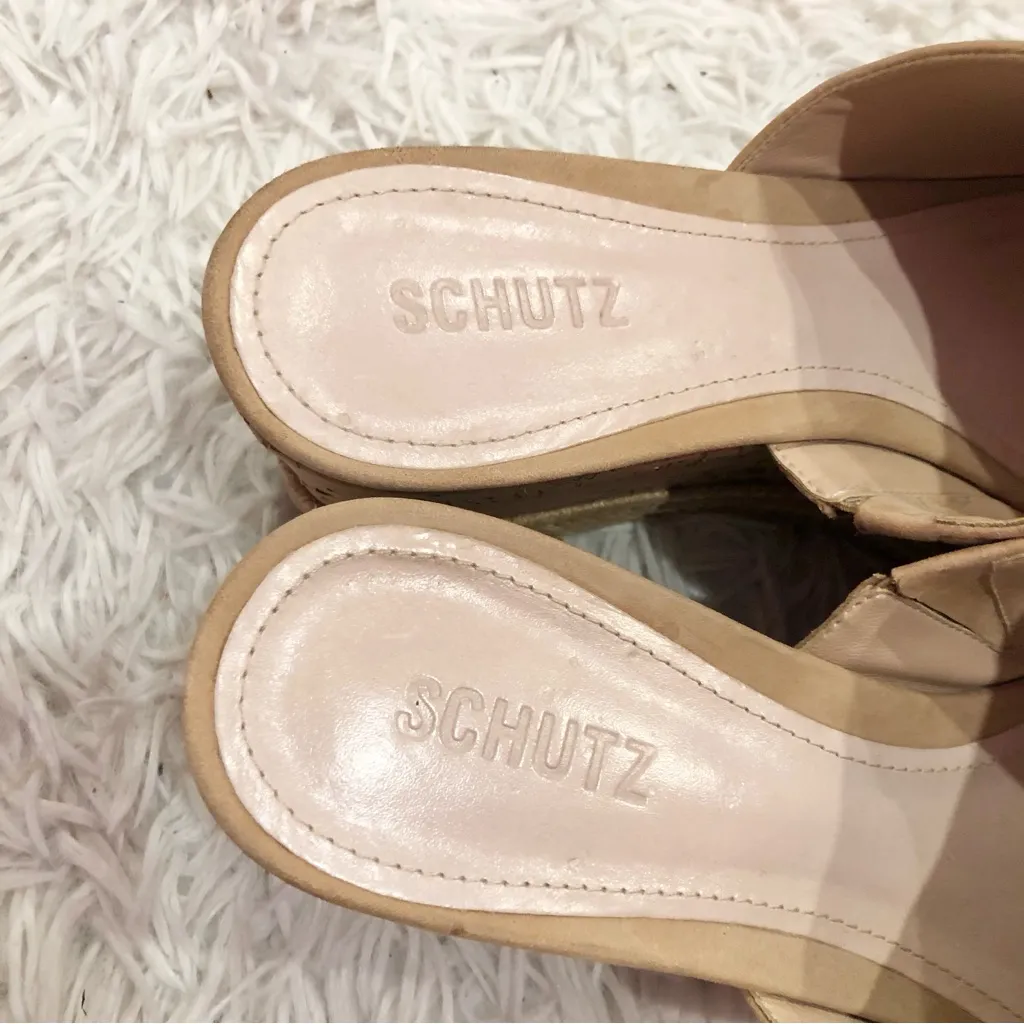 Schutz  Thalia Espadrille Platform Wedge Slides Tan‎ 10B - Image 4