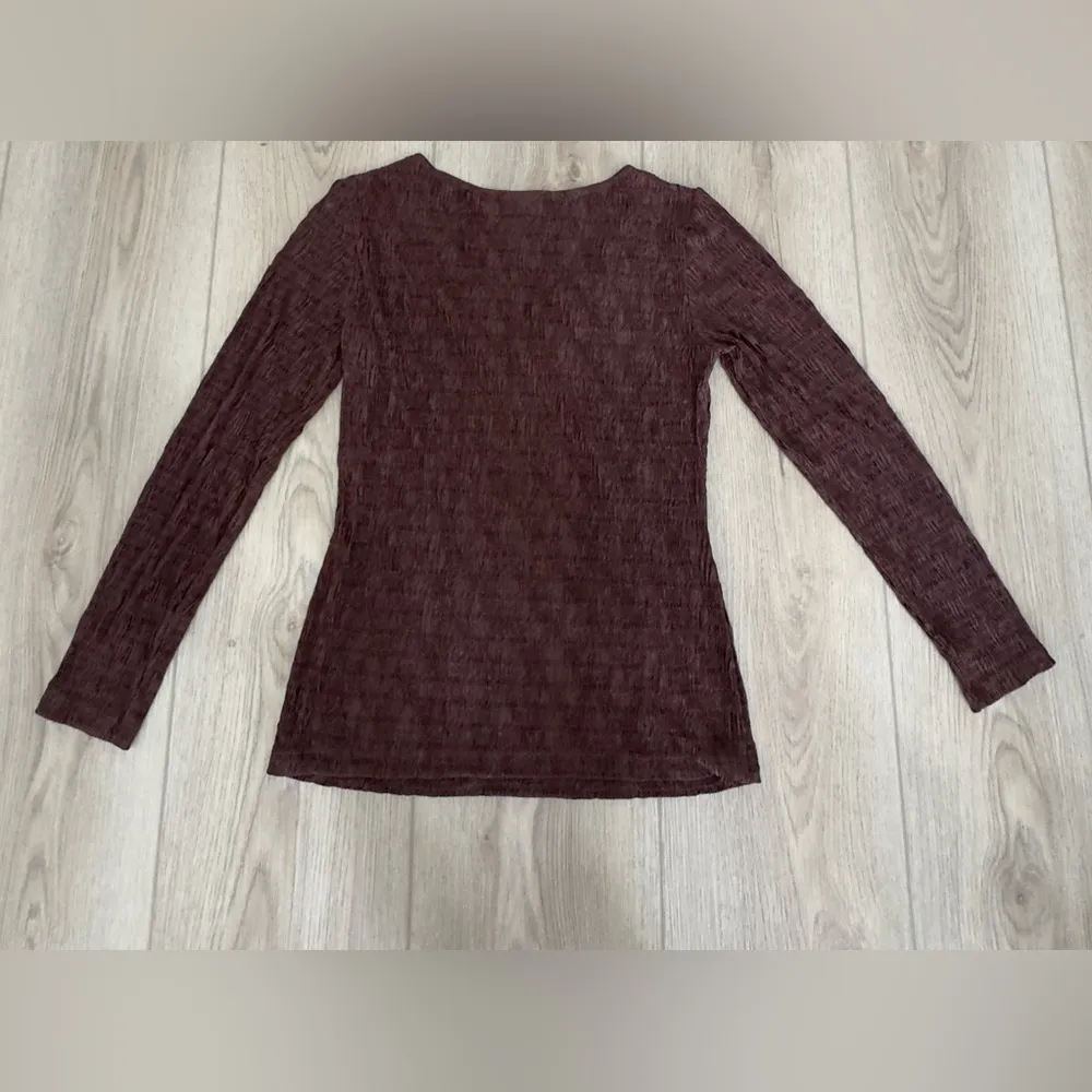 Brown Crinkle Long Sleeve Top - Image 8