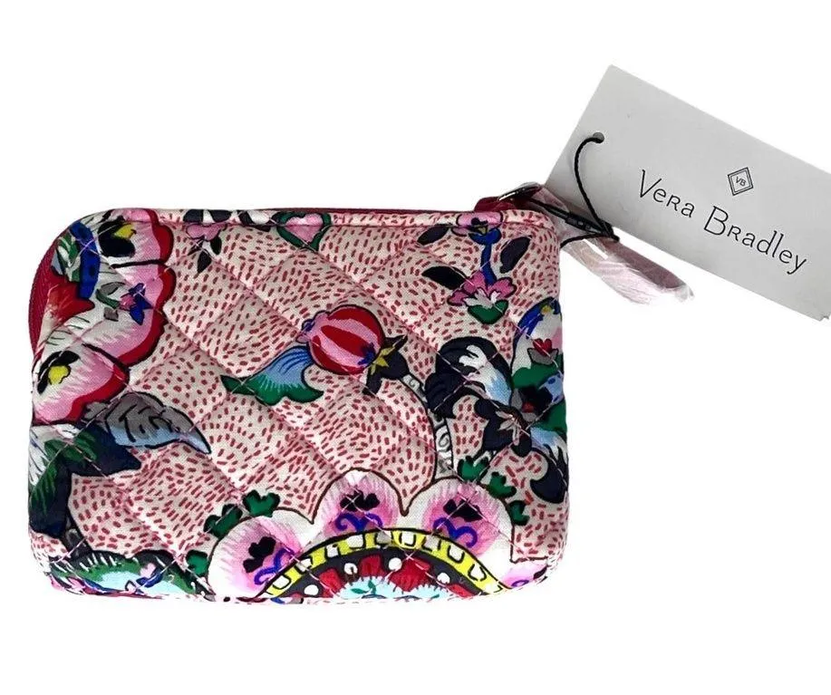 NEW Vera Bradley Iconic COIN PURSE Handbag Zip Change Purse 3x5 Pink Blue Floral - Image 5