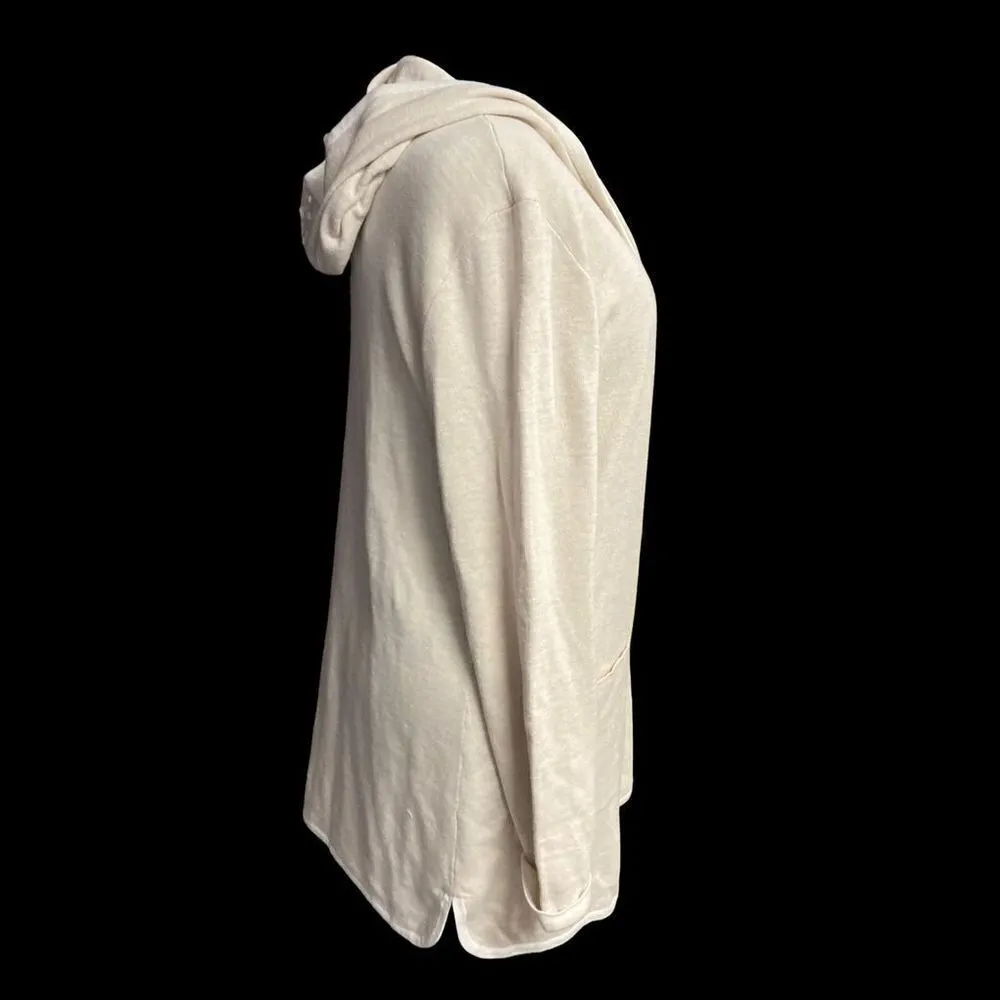 TAHARI Cardigan Ivory/Cream Hooded Long Sleeves Size XL‎ - Image 2