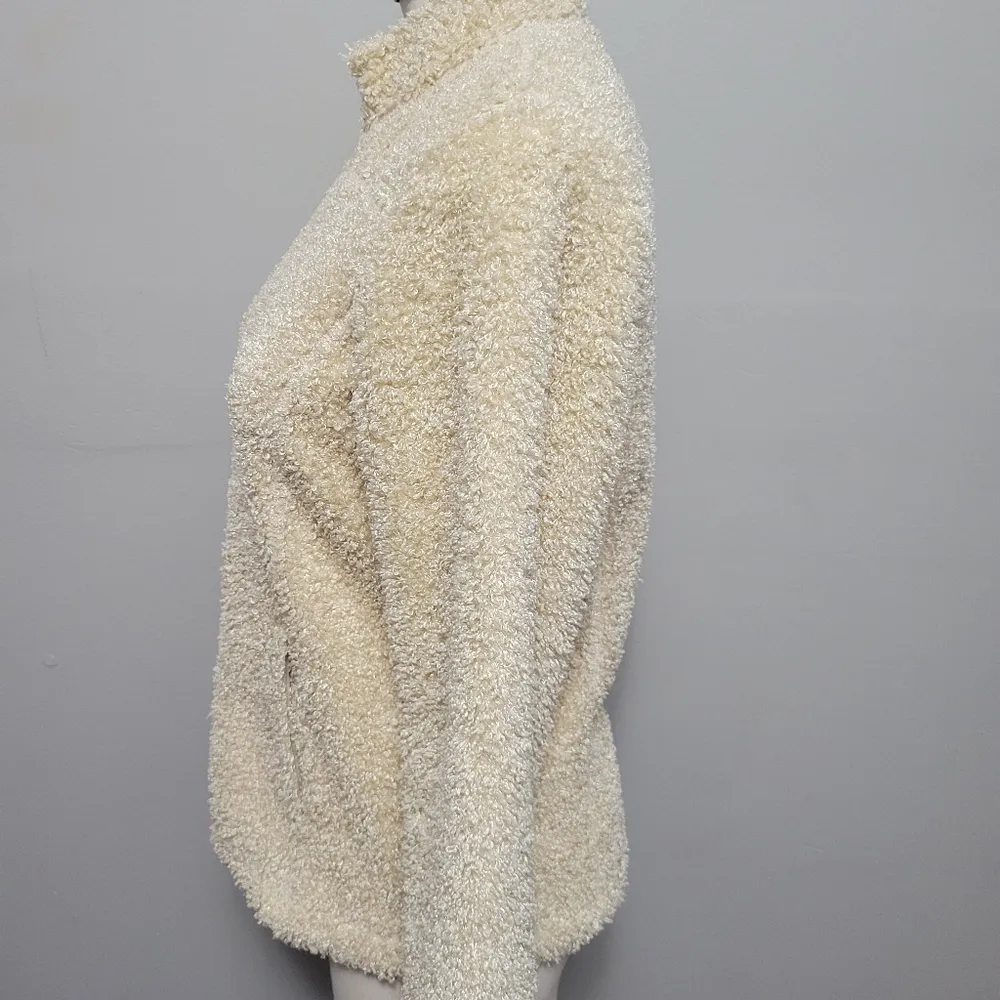 J. Jill sherpa neutral cream full zip jacket size medium - Image 4