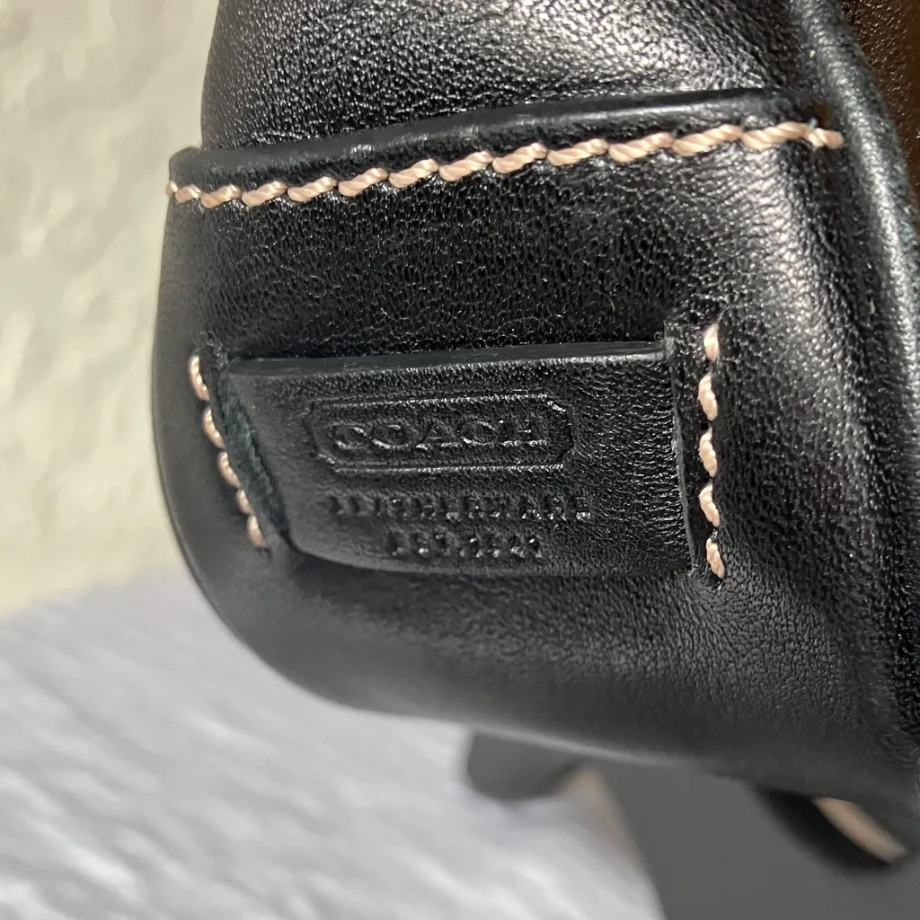 Coach: Black Hampton (7785) Leather Demi Bag- Mini - Image 11