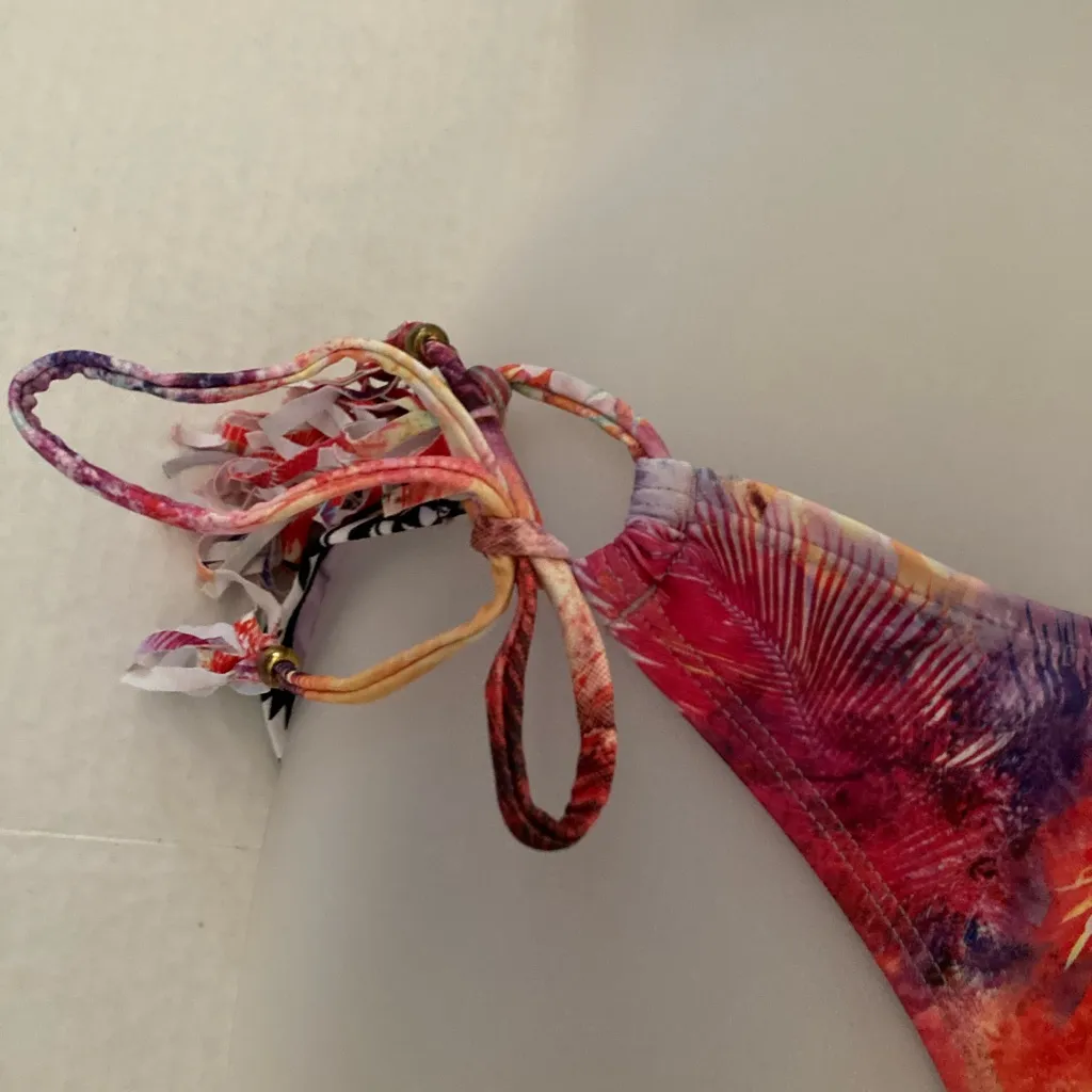 🌞NWT Raisins Aztec Print Padded Bra Top & Watercolor Bikini w/ Fringe A - Image 8