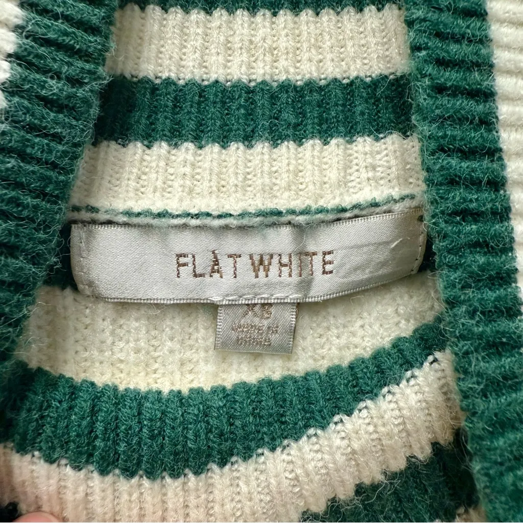 Anthropologie Flat White Striped Turtleneck Sweater, Green & White | Size XS - Image 7