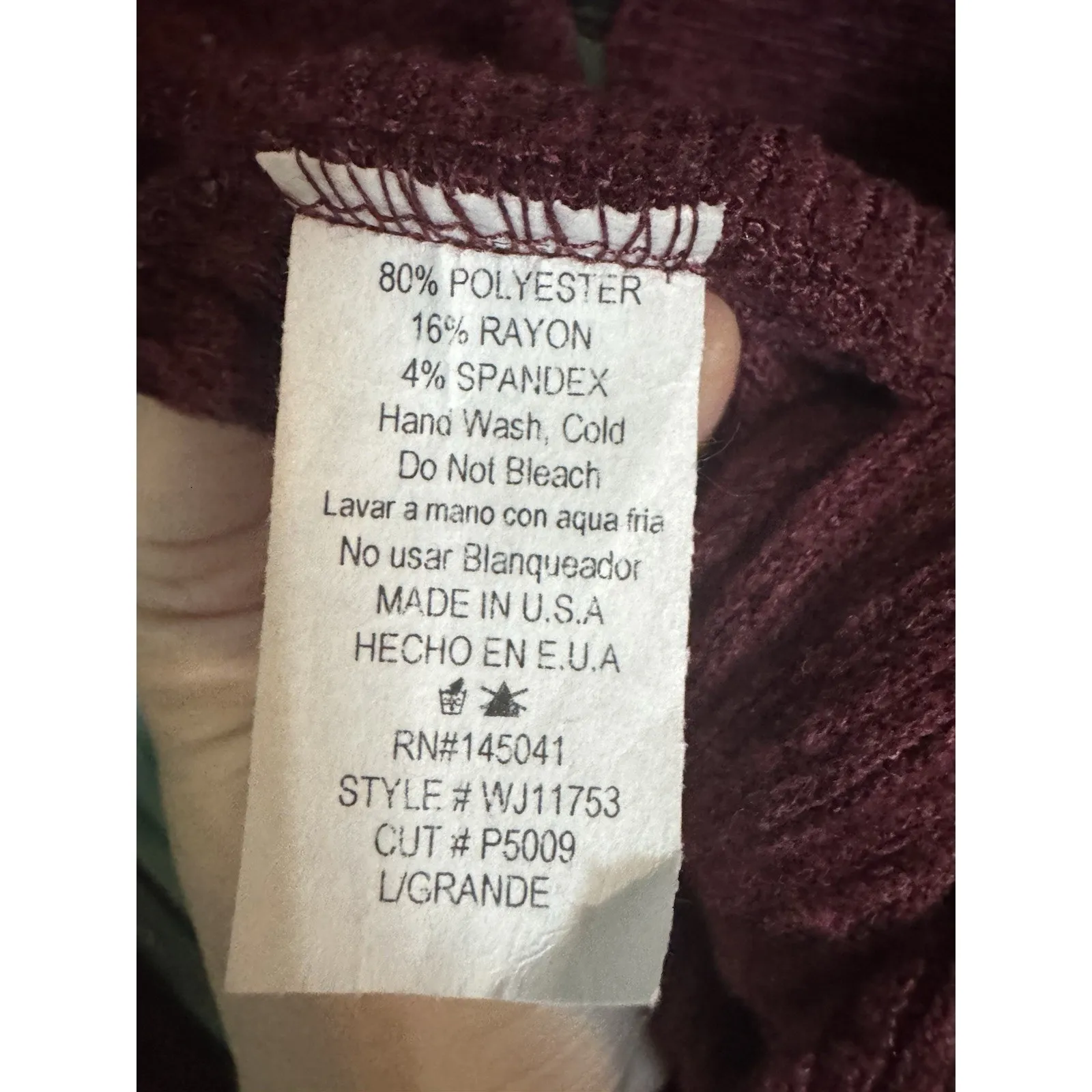 Win Win Maroon Ribbed Knit Long Sleeve Flare Legged With Slit, Open Tie Back, L Red Size L - Image 8