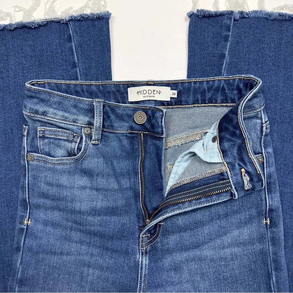 Hidden • [Happi] Dark Insert Flare Jean • Sz 24 Blue - Image 7