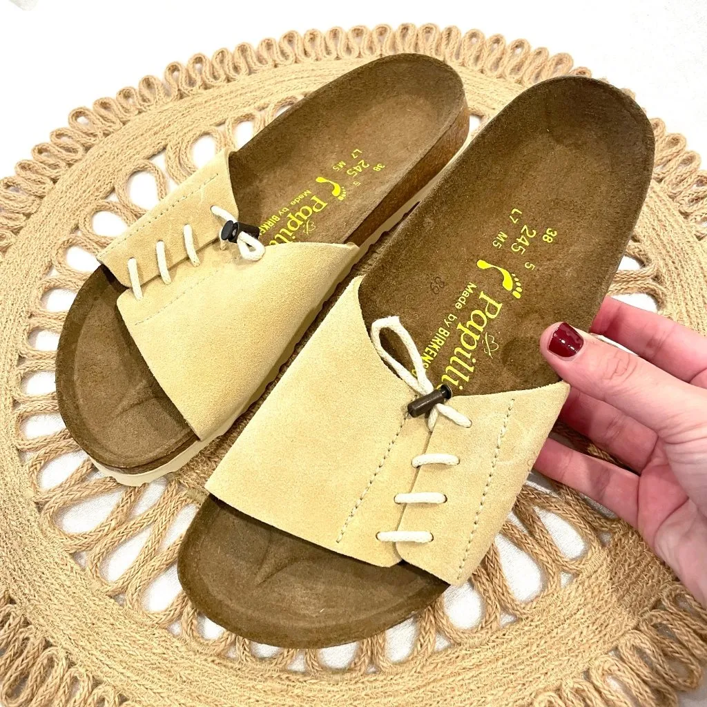 Birkenstock Papillio Masai Tan Suede Leather Slide Sandals Unisex Size 38 W7 M5 - Image 2