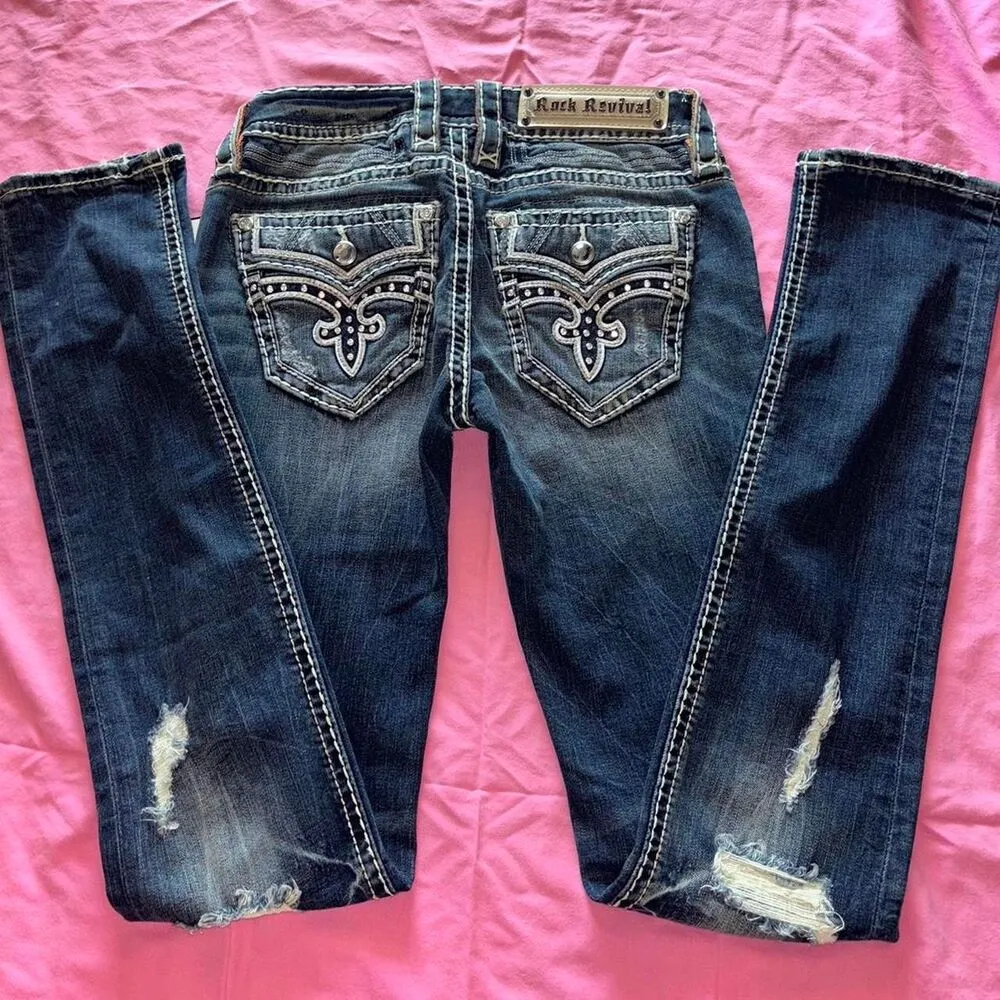 Rockrevival Women's Navy and Blue Jeans - Image 3