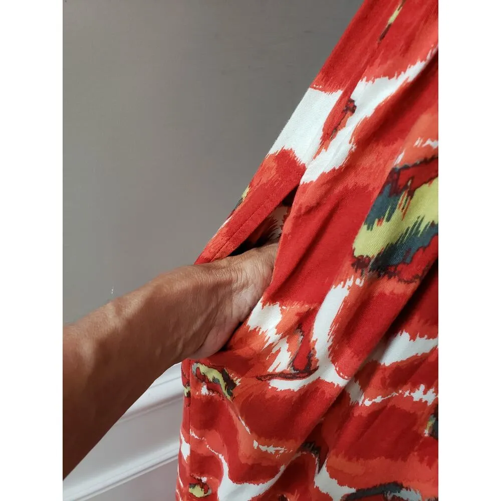 ELLE Long Maxi Dress Women's Size M White & Red Strap Sweetheart Neck Sleeveless - Image 9