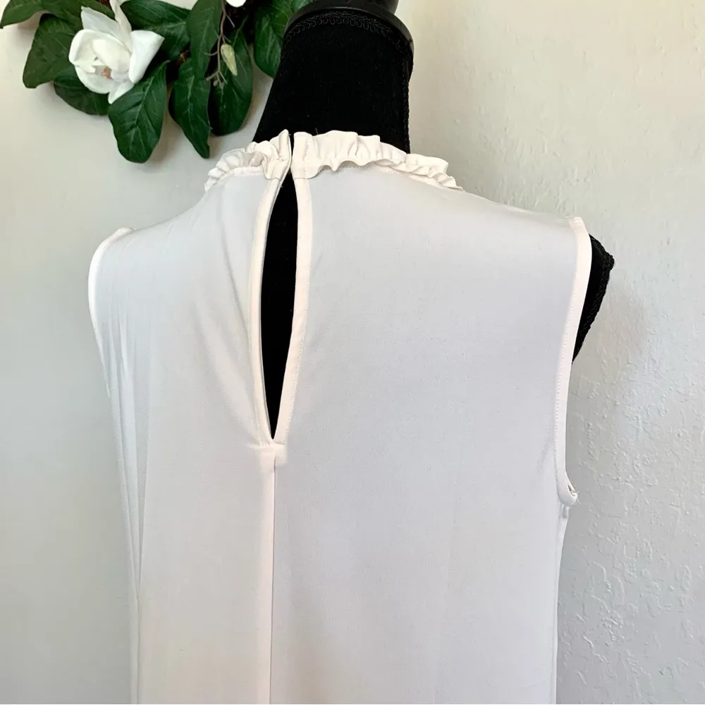 Ann Taylor Factory White Ruffle Sleeveless Blouse - Image 7