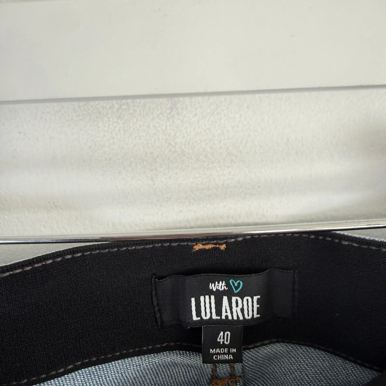 Lularoe Magic Waist Light Wash Skinny Leg Jeans Hi Rise Stretch Distress Plus 40 - Image 3