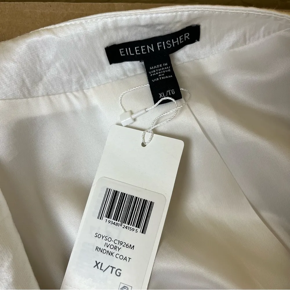 Eileen Fisher Organic Cotton Satin Steel Coat in Ivory - Image 6