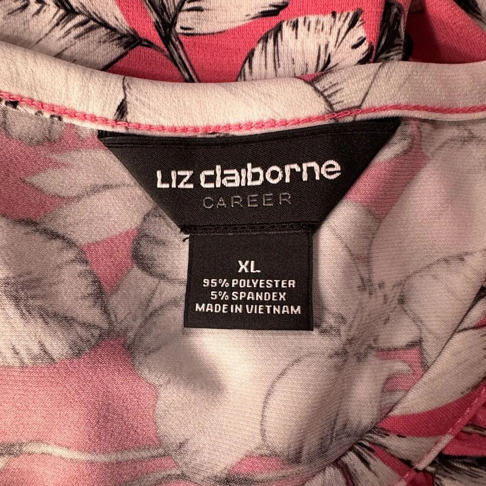 Liz Claiborne Career X-Large Top Floral Stretch Sleeveless Keyhole Round Neck - Image 6