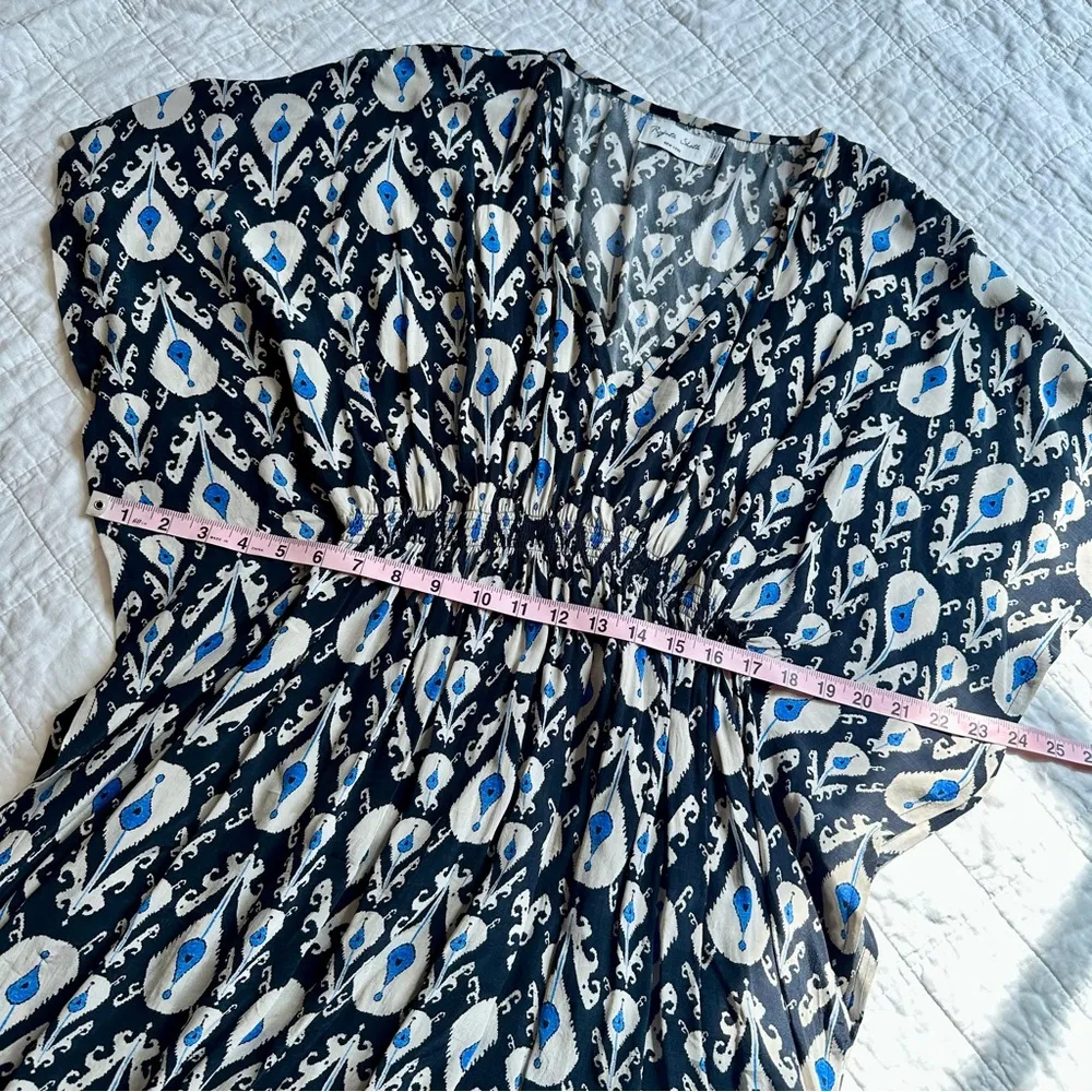 Rujuta Sheth Cinched Kaftan Dress Size O/S Blue Ikat Print - Image 4