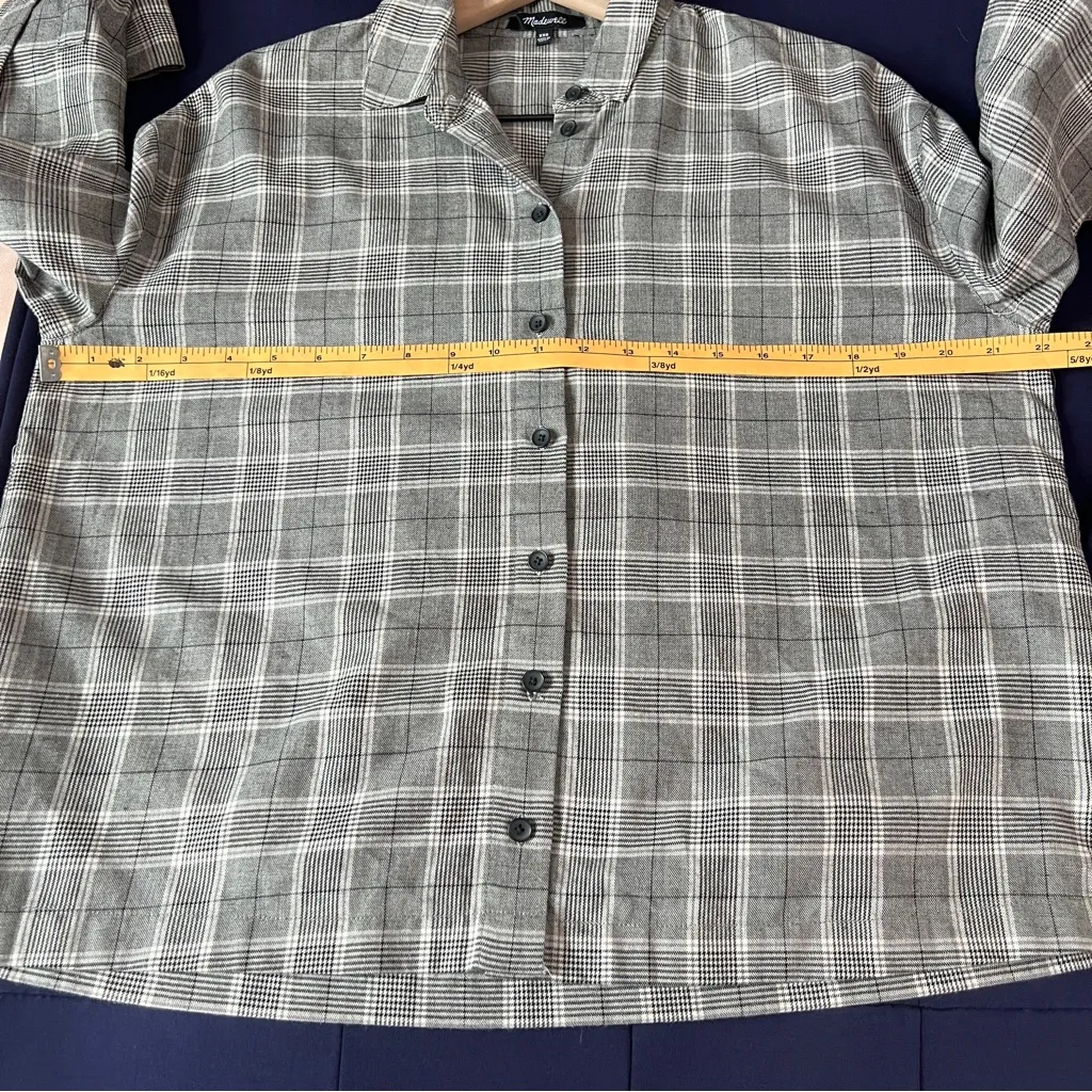Madewell‎ Plaid Westlake Shirt Button Front Grey Menswear Plaid Size XXS - Image 14
