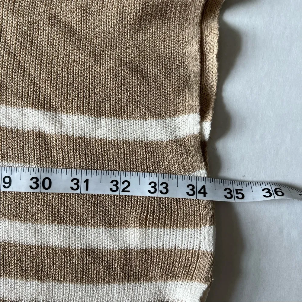 J. Crew factory striped poncho wool blend knit barley tan white strip  one size - Image 10