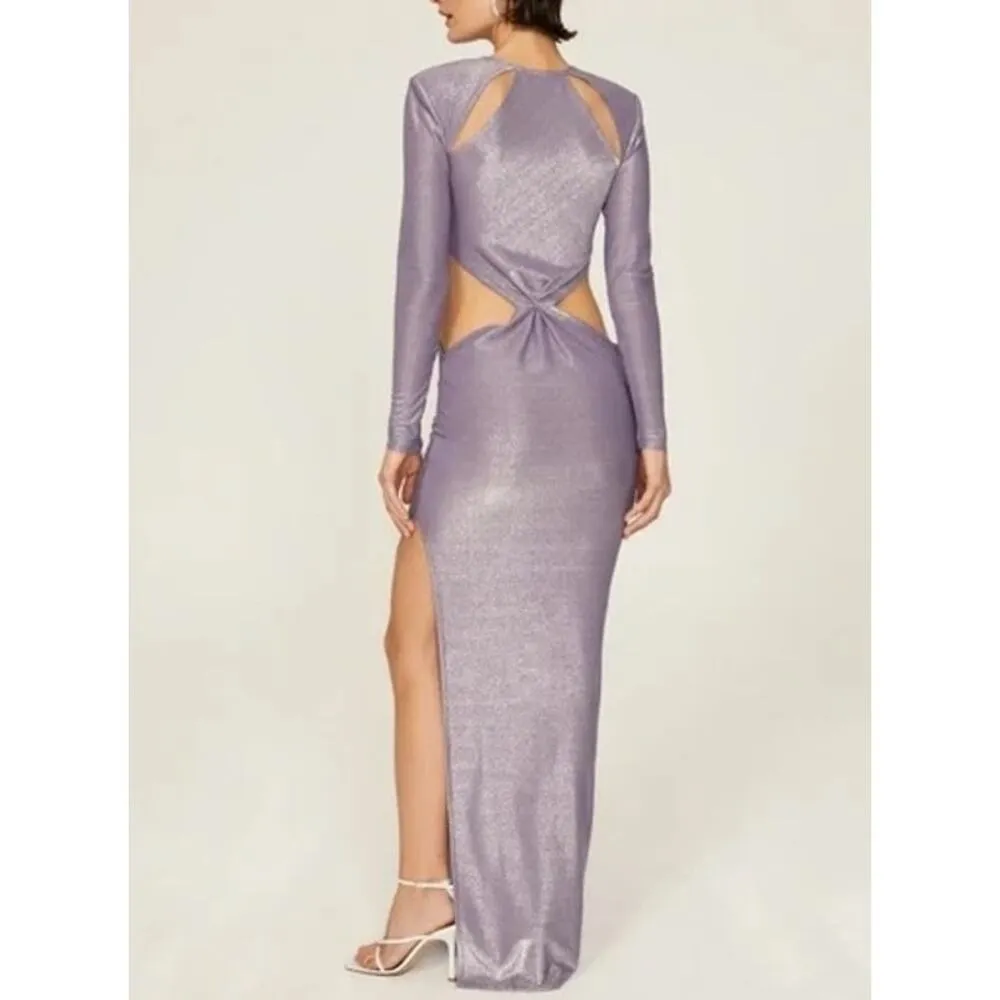 Bronx & Banco Amara Long Sleeve Cutout Maxi Dress Gown Lilac Purple XXL - Image 2