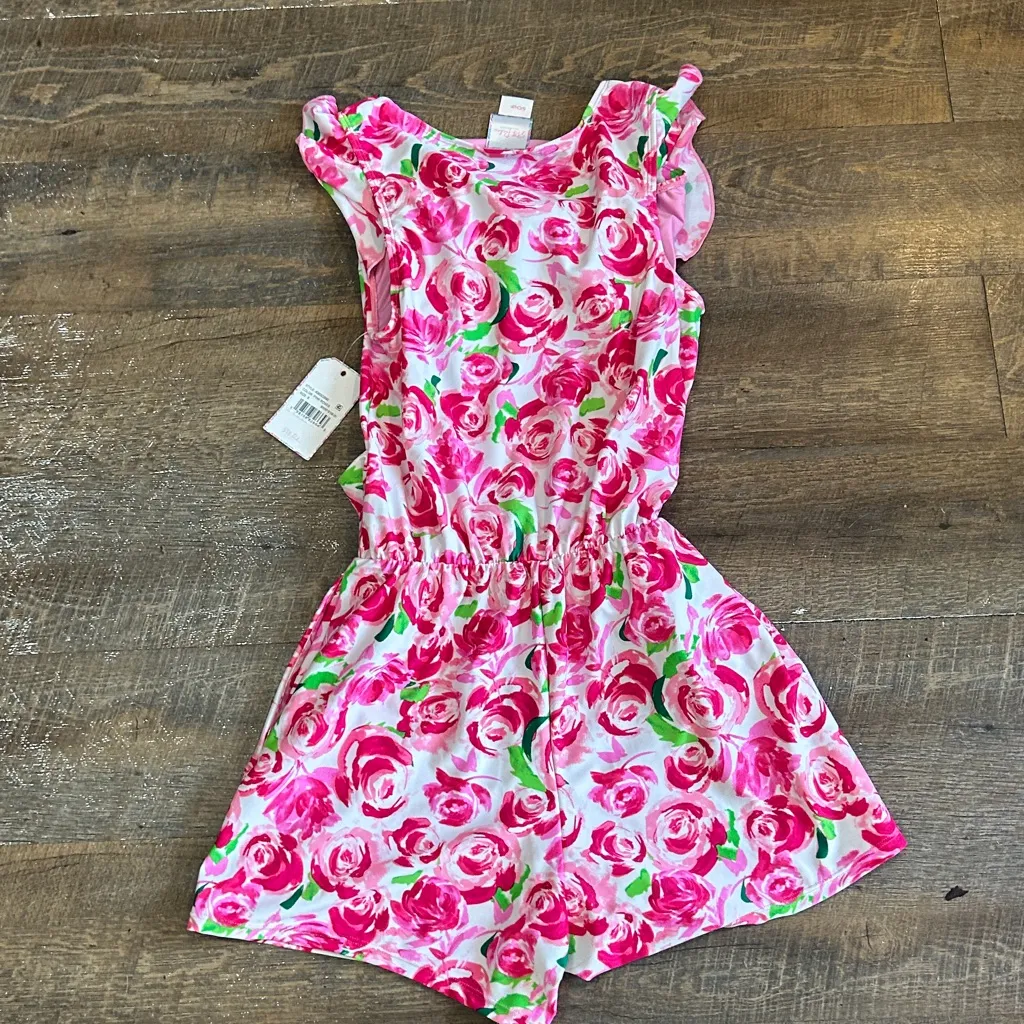 NEW Stella Parker Floral Pink Swim Suit Romper Size Small Modest Shorts - Image 4