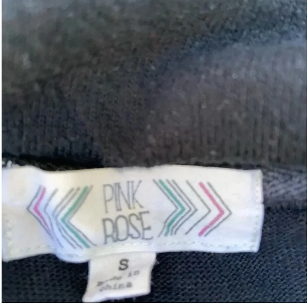 Pink Rose Cowl Neck Soft Top sz Small black long sleeve sweater shirt drawstring - Image 5