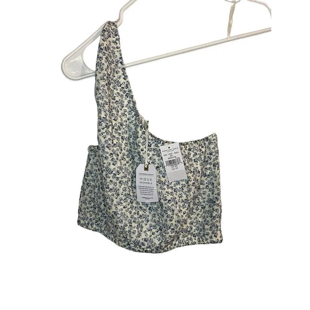 American Eagle Outfitters Floral One Shoulder Crop Top 100% Cotton Size‎ XS - Image 5