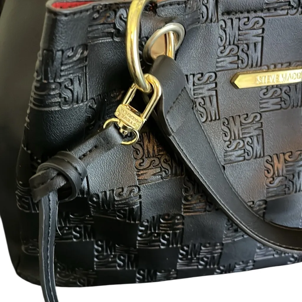 Steve Madden Purse Satchel Hand Bag Embossed Logo - Image 10