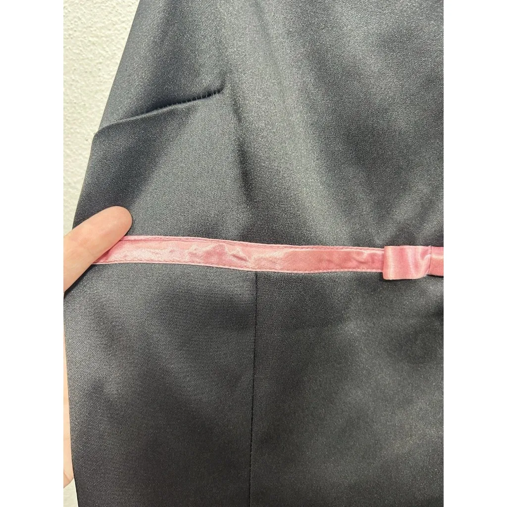 Byer Too! Vintage Mini Black Dress Size 11 90's Prom Y2K Bow Satin Made In USA - Image 5