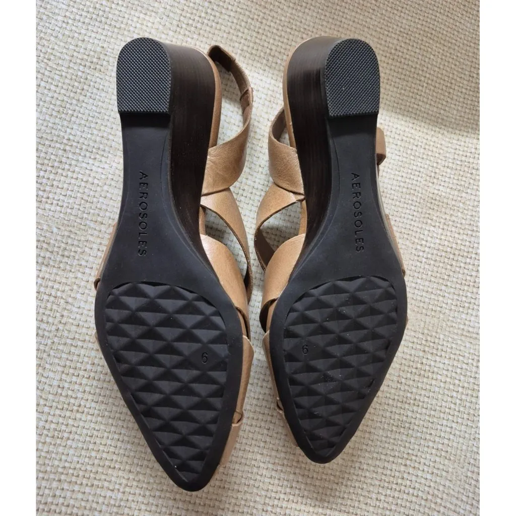 Brand New In Box Aerosoles Carmel Brown Leather Wedge Heel Sandals Shoes Size 9M - Image 9