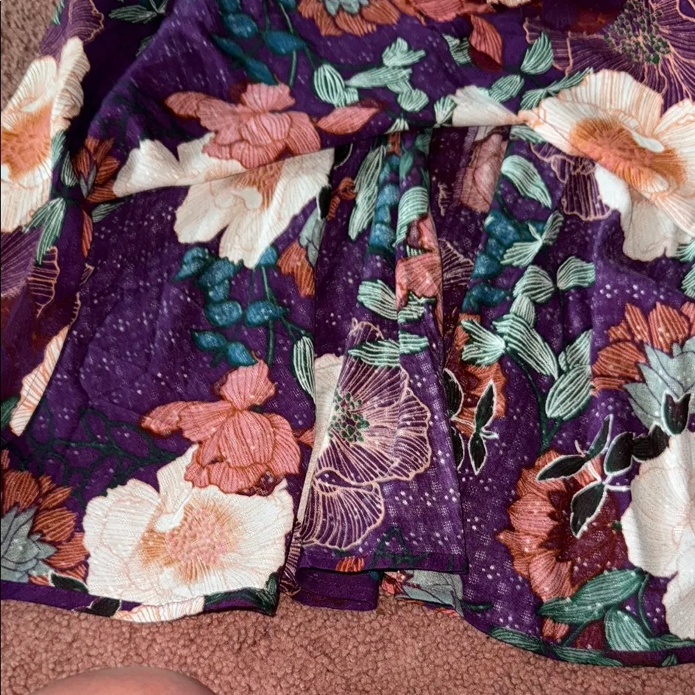 Band Of The Free Floral Puff Sleeve Sundress with Sweetheart Neckline Orange Size M - Image 2