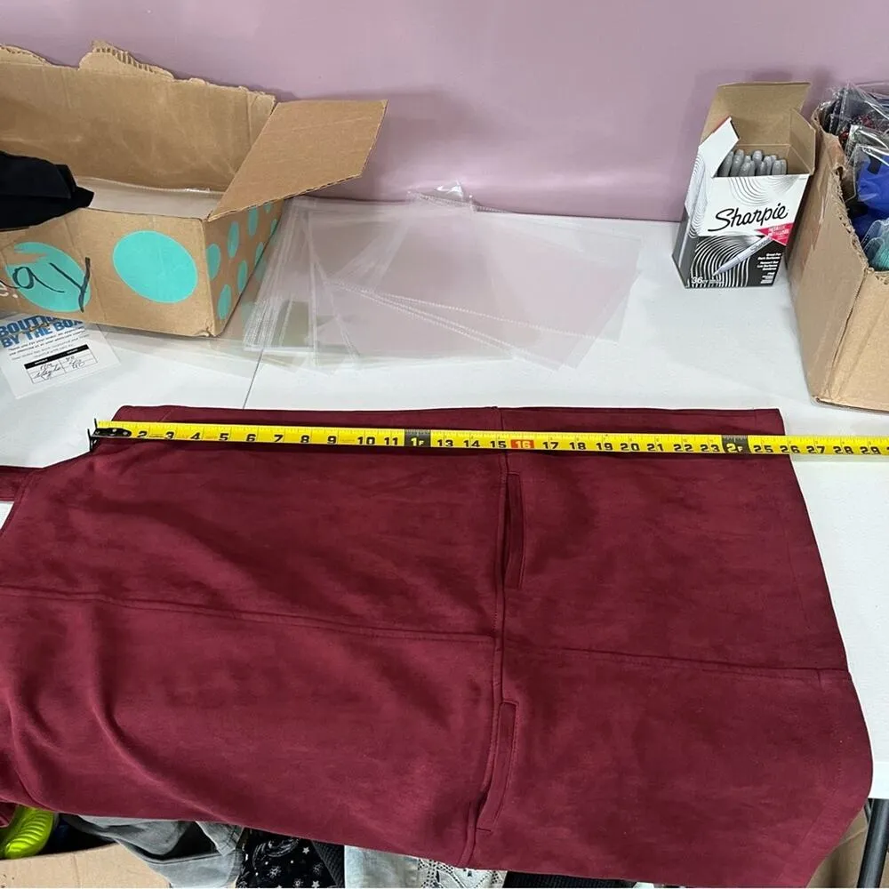 Jack by BB Dakota Junior's May Day Faux Suede Scuba Dress, Cranberry - Image 7