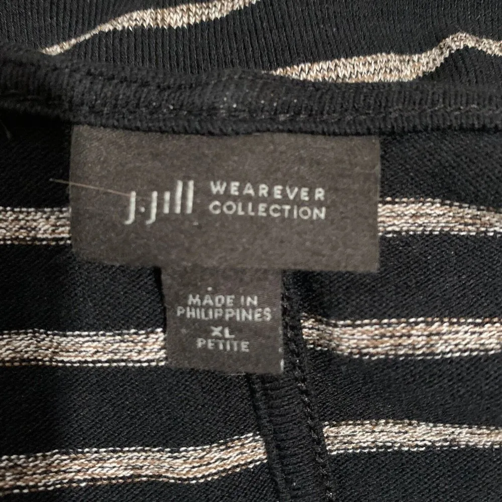 J. Jill Wearever Collection Size XL Petite Multicolor Stripe V-Neck Stretch Top - Image 5