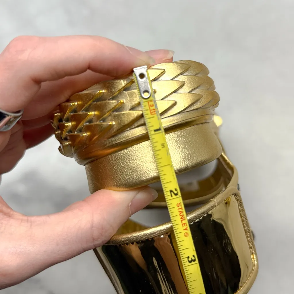 NEW Giuseppe Zanotti Blabber Gummy Chrome Gold Leather Platform Dad Sandals 36 - Image 12