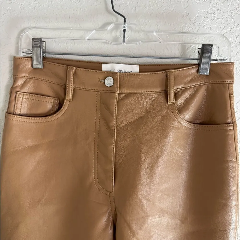 Aritzia The Melina Vegan Leather Pants Camel Size 6 Straight Leg - Image 3