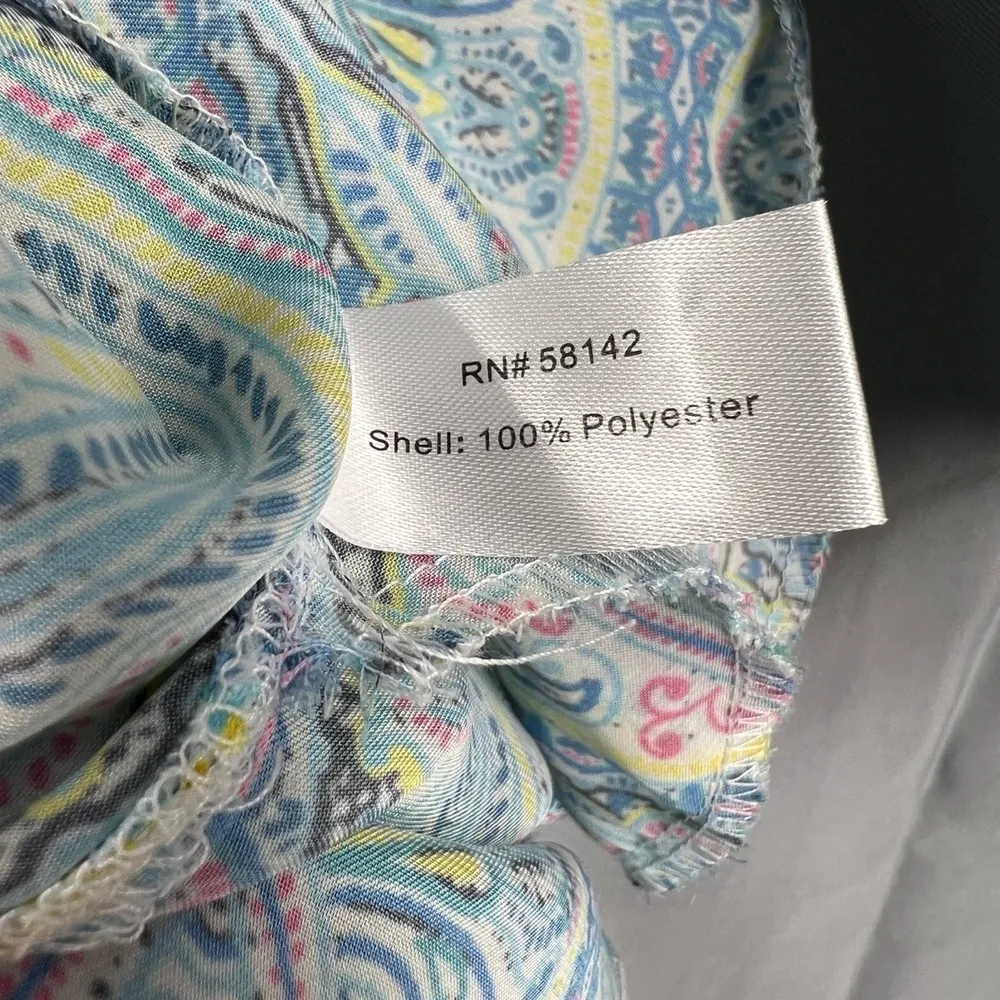 Boston Proper Dress Printed Silky Cold Shoulder Above Knee Boho Paisley Size 8 - Image 4