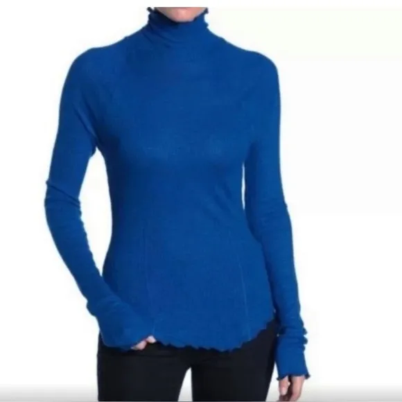 Intimately Free People Royal Blue Mock Neck Waffle Knit size XS - Image 2