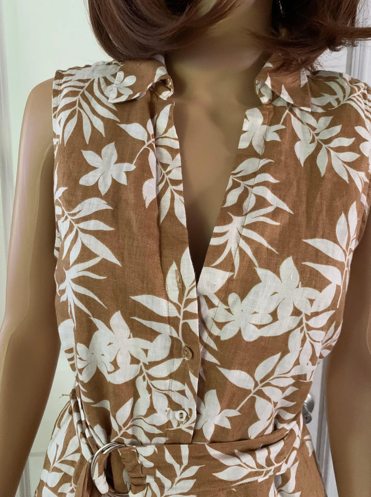 Tawny Printed LinenTiered Dress With Belt - Image 6