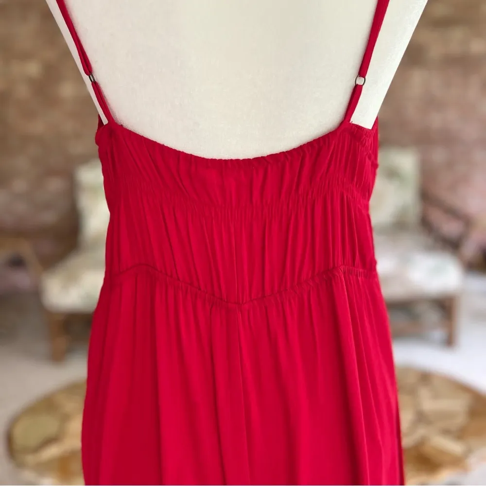 Mi Ami Francesca’s Jumpsuit Wide Leg Cropped Red XL (jrs) Cocktail Boho Dressy Size undefined - Image 8