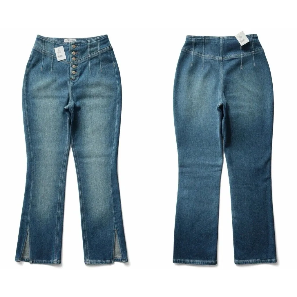 We The Free CRVY High Rise Corset Button Fly Kick Flare Jeans Sz 26 NWT - Image 3