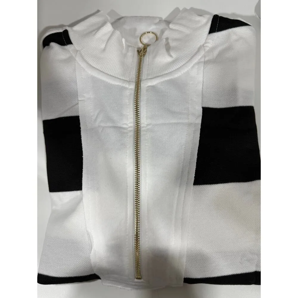 Womens Oversized Sweatshirt Casual Striped Long Sleeve Half Zip V Neck Pullover Size XL - Image 4