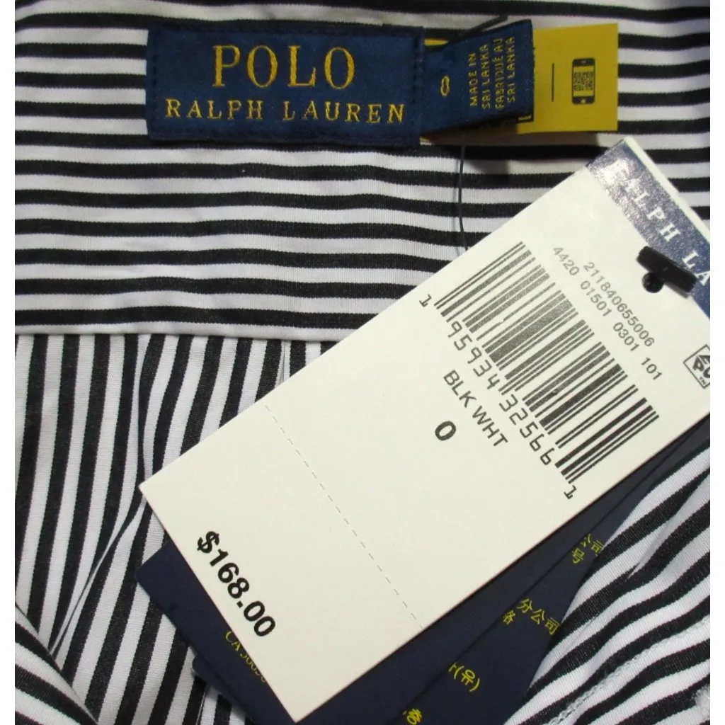 NWT Polo Ralph Lauren Black White Striped Belted Cotton Shirt Dress 0 - Image 3