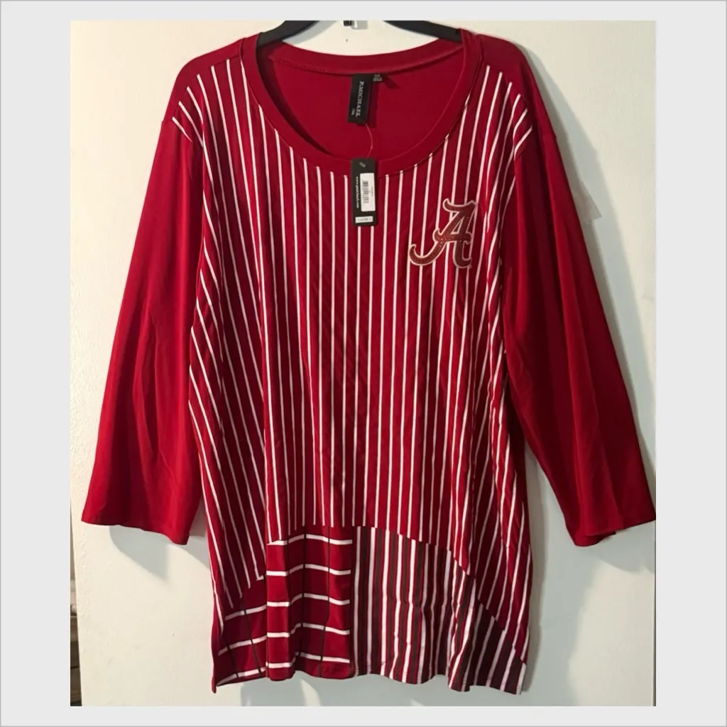 🏷️NWT Alabama Crimson Tide Missy Stripe 3/4 - Image 2