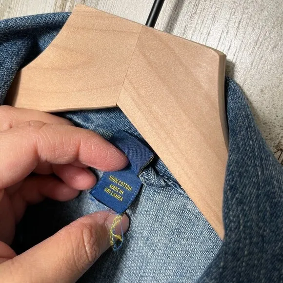 Vintage OshKosh Bgosh Denim Snap Button Jacket Collared Boxy‎ Womens Size Large Blue - Image 4