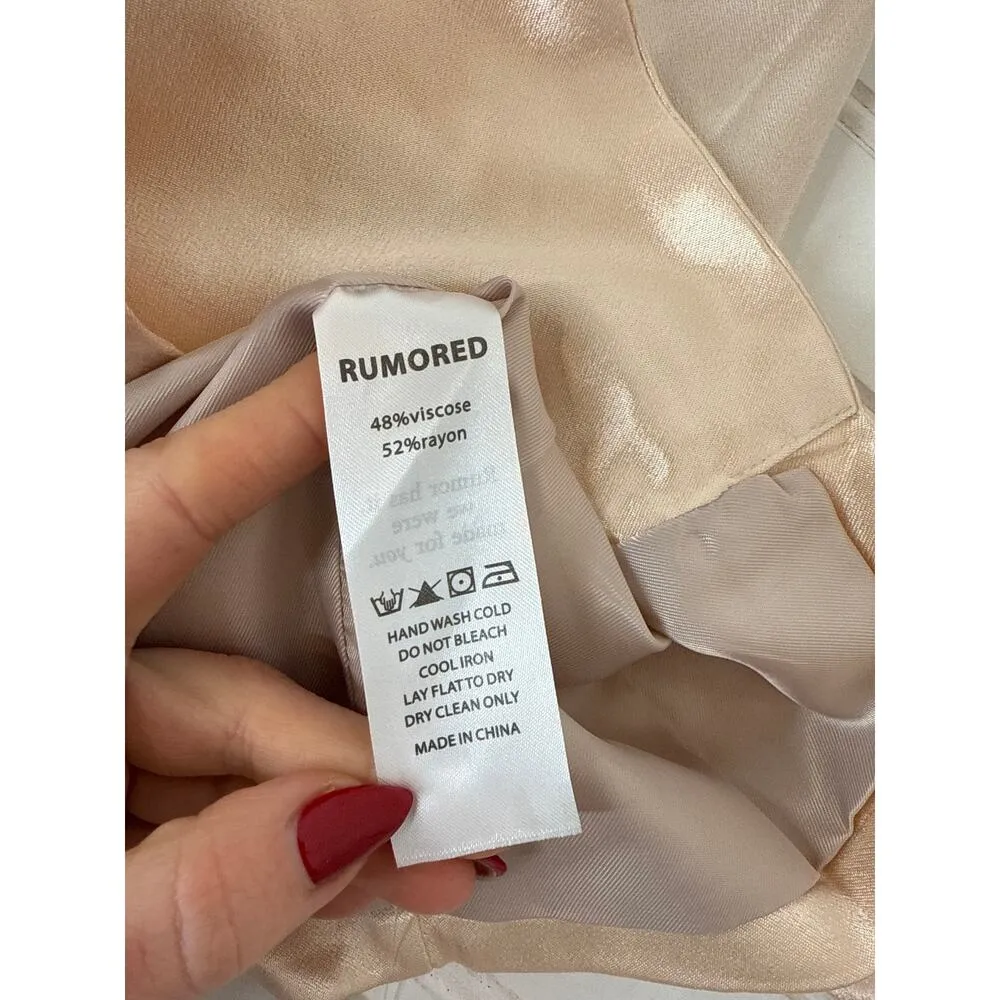 NWT Rumored BlushPink Satin Double Breasted James Blazer Dress Champagne Size XS - Image 7