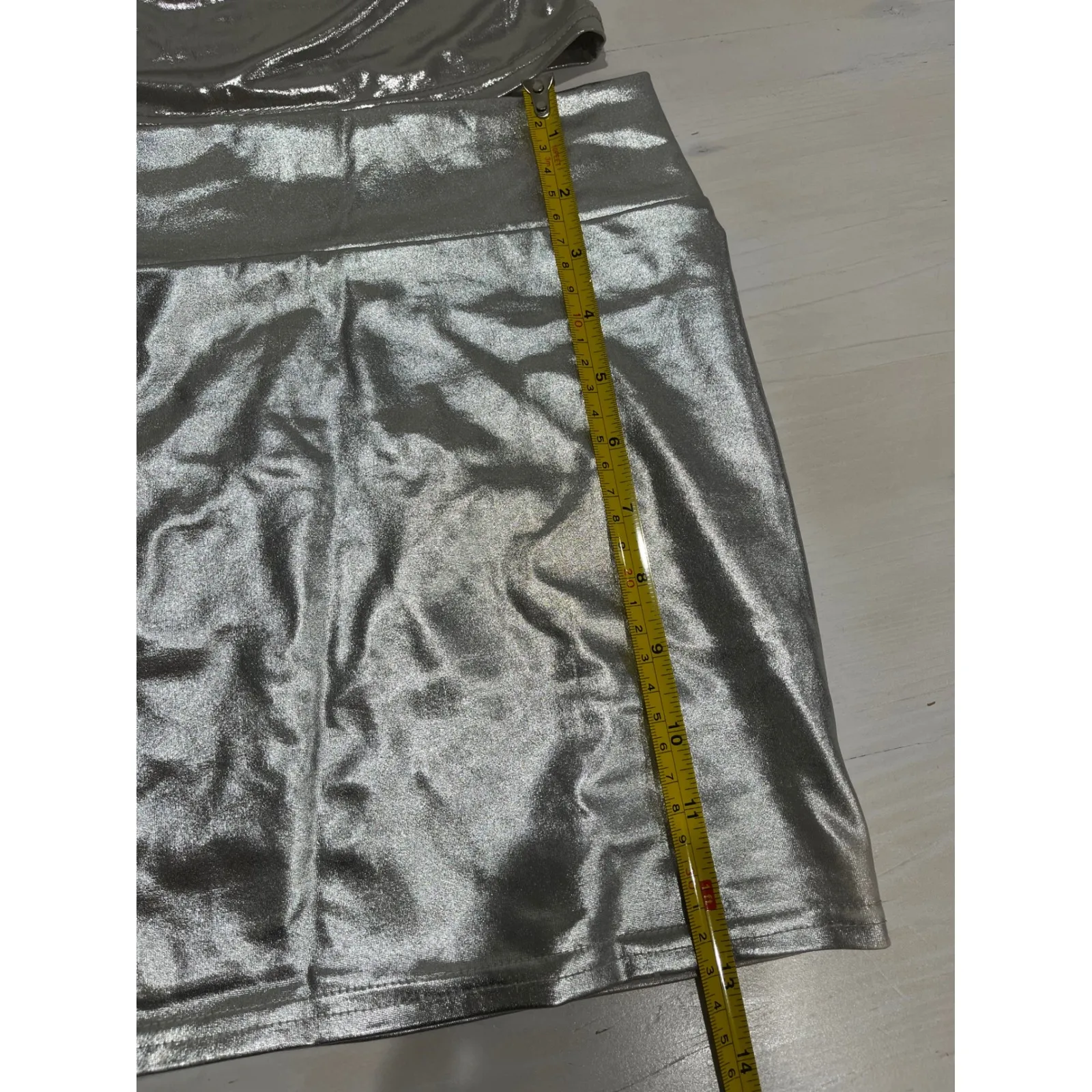 Shiny Silver Metallic Skirt and Top Party Outfit Size‎ S - Image 3
