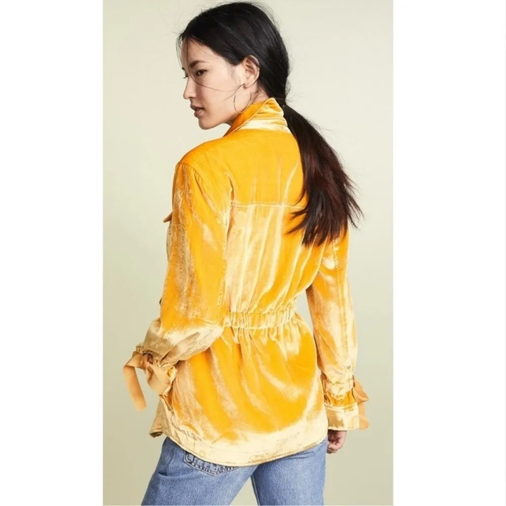 Cinq à Sept Mathieu Velvet Utility Jacket in Sunflower, Size Medium,‎ EXCELLENT Gold - Image 11