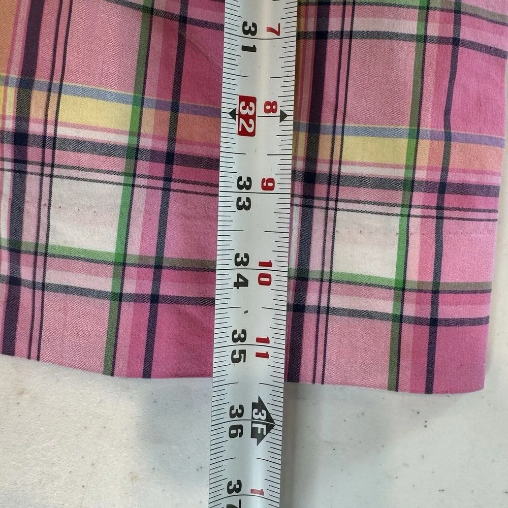 Vintage Lilly Pulitzer Main Line Fit Cropped Capri Pants Size 4 Pink Plaid - Image 9