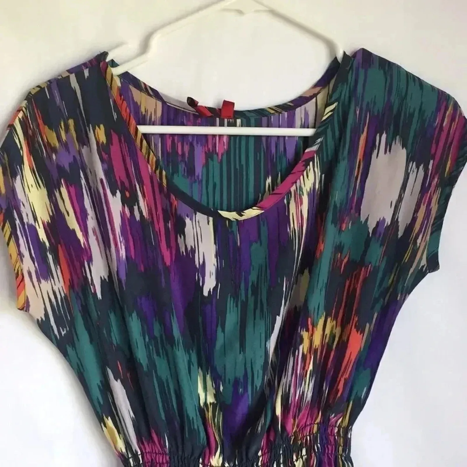 5/48 Boho Multicolored silk mini dress XS - Image 2
