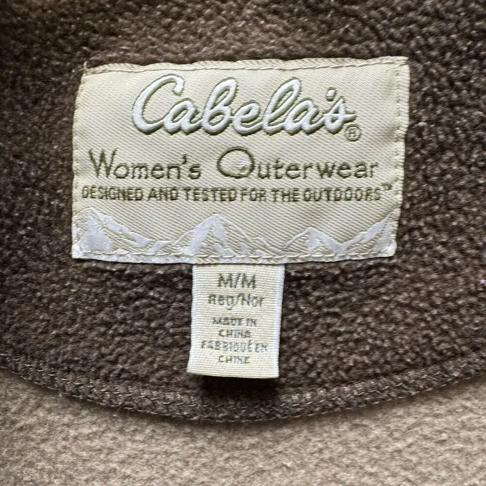 Cabela's  Brown Fleece Vest Jacket Womens Size Medium Full Zip Outerwear 2 Pockets - Image 4